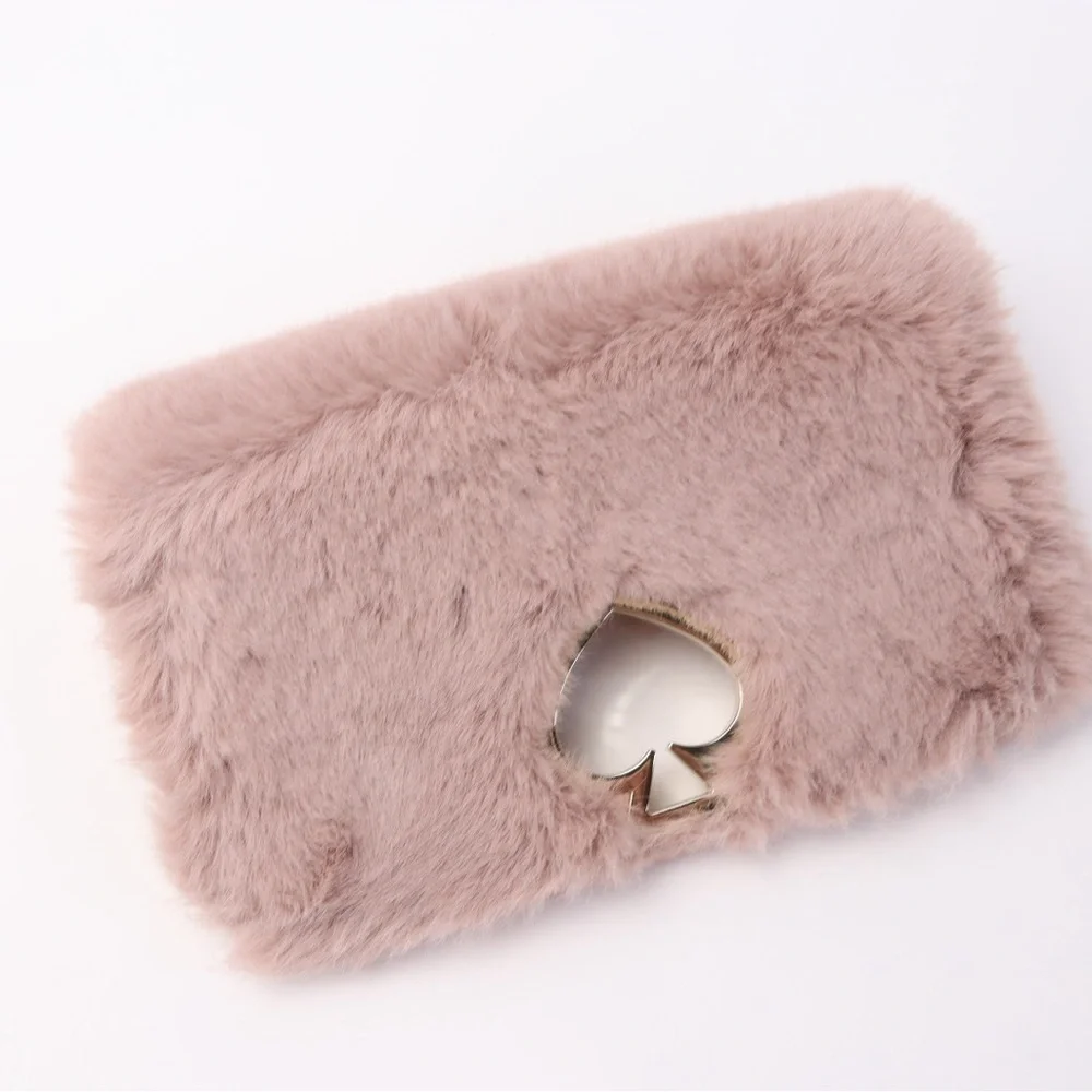 Flap only Kate Spade Make it Mine Pink Faux Fur Twistlock flap